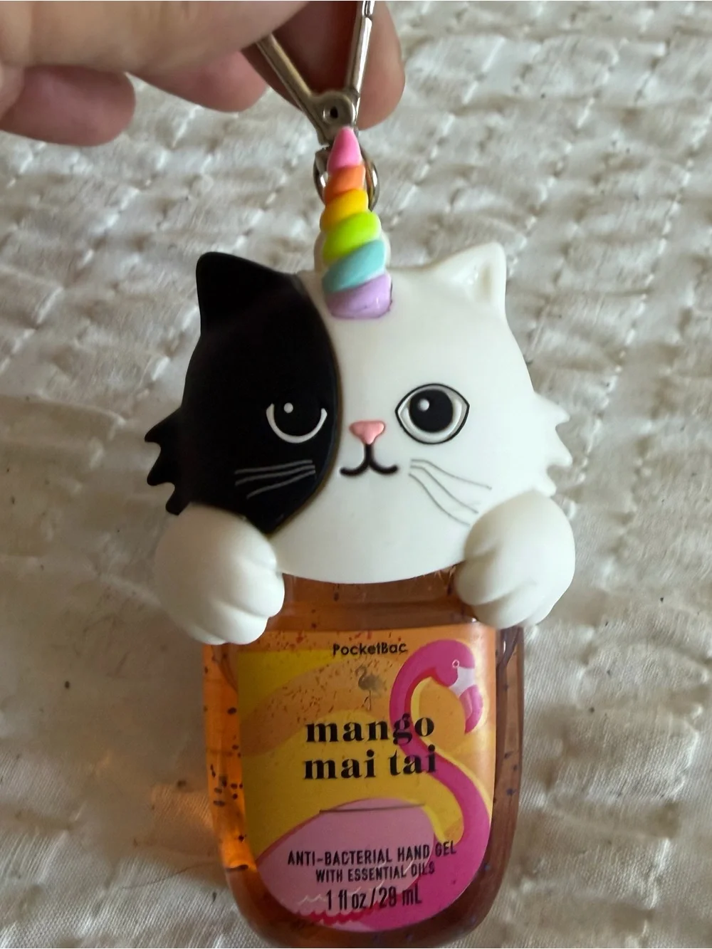 Cute Black & White Cat Unicorn Charm Keychain